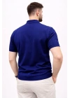 Erkek Yazlık Triko Tişört Kısa Kol Polo Yaka Düğmeli T-Shirt - Lacivert