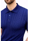 Erkek Yazlık Triko Tişört Kısa Kol Polo Yaka Düğmeli T-Shirt - Lacivert