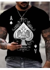 Erkekkısa Kollu Yuvarlak Yaka Desenli Viskon T-shirt
