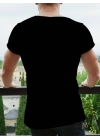 Erkekkısa Kollu Yuvarlak Yaka Desenli Viskon T-shirt