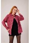 Eskitme Görünümlü Denim Bordo Gömlek