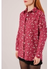Eskitme Görünümlü Denim Bordo Gömlek