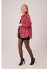 Eskitme Görünümlü Denim Bordo Gömlek