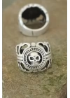 Eskitme Gümüş Renk Metal Kuru Kafa Tasarım Ayarlamalı Erkek Yüzük