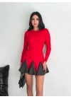 Eteği kloş crep mini elbise s1267