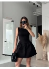 Fermuar Detaylı Mini Elbise - Siyah