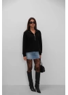 Fermuar Ve Dikiş Detaylı Sweatshirt