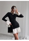 Fırfır Detaylı Drapeli Mini Elbise
