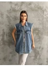 Fırfır Detaylı Kot Yelek