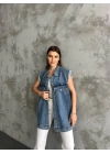 Fırfır Detaylı Kot Yelek