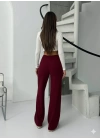 Fitilli şardonlu pantolon bordo a4058