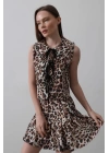 Fiyonk Detaylı Bluz - Leopar