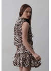 Fiyonk Detaylı Bluz - Leopar