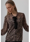 Fiyonk Detaylı Leopar Bluz - Leopar