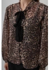 Fiyonk Detaylı Leopar Bluz - Leopar