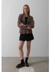 Fiyonk Detaylı Leopar Bluz - Leopar