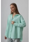 Geniş Manşet Detaylı Gömlek - Mint