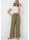 Geniş Paça Keten Pantolon 6735 - Çağla