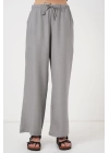 Geniş Paça Keten Pantolon 6735 - Gri
