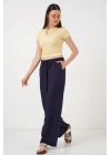 Geniş Paça Keten Pantolon 6735 - Lacivert