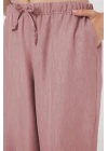 Geniş Paça Keten Pantolon 6735 - Pudra