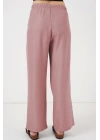Geniş Paça Keten Pantolon 6735 - Pudra
