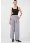 Geniş Paça Pileli Pantolon 6718 - Gri