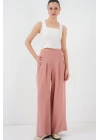 Geniş Paça Pileli Pantolon 6718 - Gül Kurusu