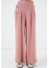 Geniş Paça Pileli Pantolon 6718 - Gül Kurusu
