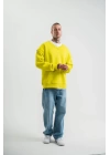 Geniş V Yaka Kol Ribana Detaylı SweatShirt - Sarı