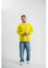 Geniş V Yaka Kol Ribana Detaylı SweatShirt - Sarı