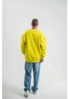 Geniş V Yaka Kol Ribana Detaylı SweatShirt - Sarı