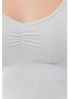 Geniş Yaka Bebe Mavisi Basic Body Bluz