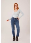 Geniş Yaka Bebe Mavisi Basic Body Bluz
