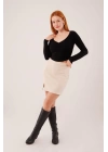 Geniş Yaka Siyah Basic Body Bluz