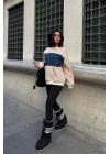 Göğsü Denim Garnili Sweatshirt 3402