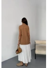 GOLD DÜĞMELİ KETEN YELEK - Kahverengi