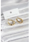 Gold Renk Kare Halka Model Kadın Küpe