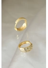 Gold Renk Metal Zirkon Taşlı Minimal Halka Küpe