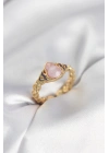 Gold Renk Pembe Damla Model Kadın Yüzük