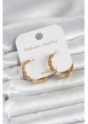 Gold Renk Pirinç Tırtık Model Kadın Küpe