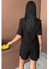 Gömlek Şort Etek Viscon Keten Takım 10162