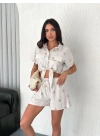Gömlek şort keten takım s1052-1056