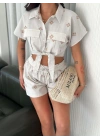 Gömlek şort keten takım s1052-1056