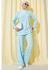 Gömlek Yaka Fitilli Salaş İkili Takım Buz Mavisi T4300