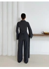 Gömlek yaka kaplama düğmeli takım antrasit st265866