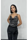 Gümüş Askılı Degaje Bluz