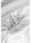 Gümüş Renk Beyaz Kelebek Model Zirkon Taşlı Kadın Yüzük