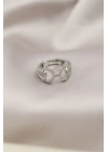 Gümüş Renkli Metal Zirkon Taşlı Kadın Yüzük