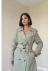 Haki Uzun Kemerli Trençkot